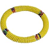Tembo Crafts Africa - Handmade Bangle - Maasai Beaded Bracelet - Yellow - Handmade From Africa KB68