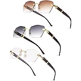 Pro Acme Rimless Rectangle Sunglasses for Men Women Hexagon Shade Eyewear Frameless y2k Glasses