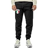 Italy Crest - Forza Italia National Soccer Cup Unisex Drawstring Fleece Jogger Pants (Large, Black)
