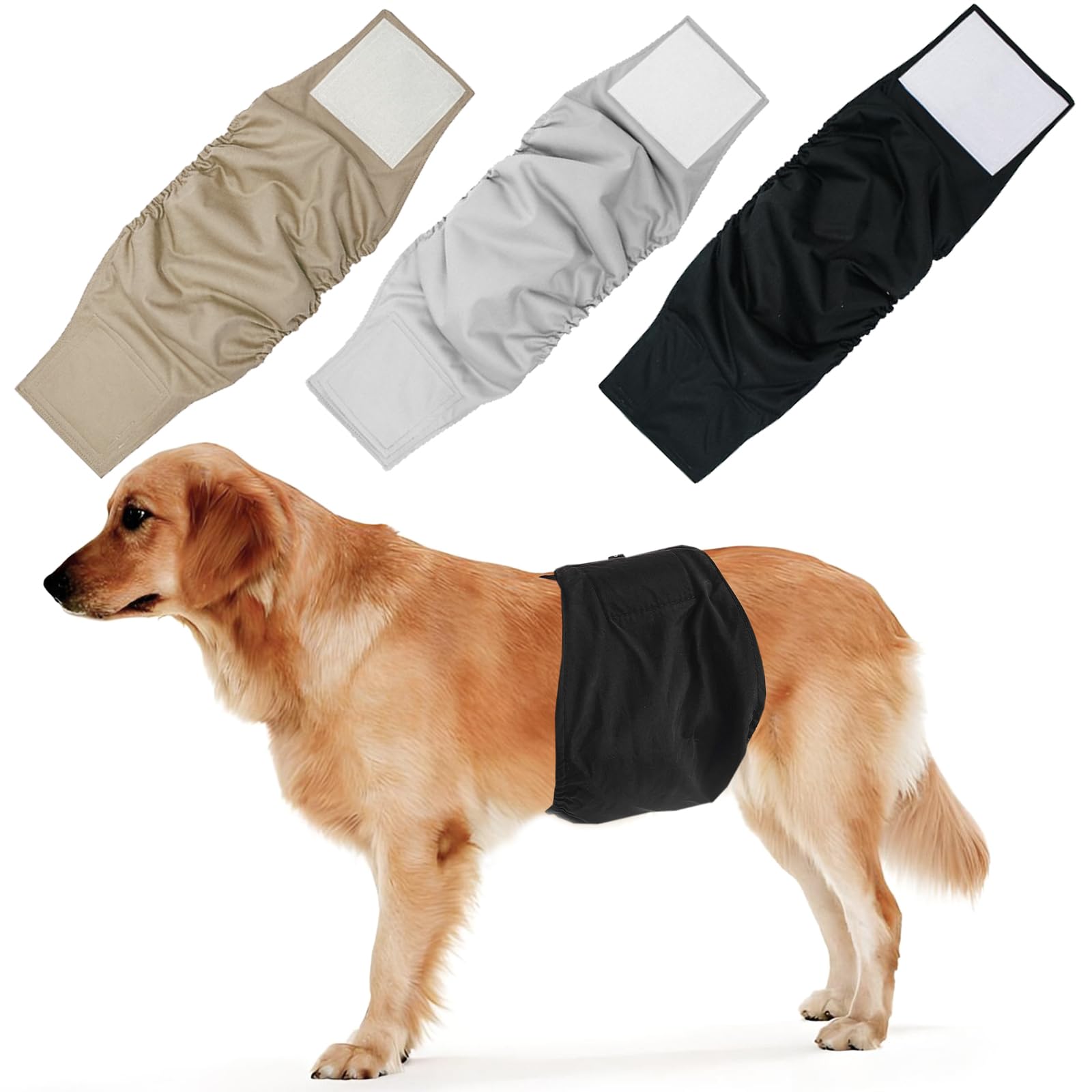 HTTDSLF Reusable Male Dog Nappies Belly Band for Small and Medium Dogs, Super Absorbent Soft Dog Wraps, Washable Sanitary Panties Dog Diapers Wrap for Incontinence Dog Pet, 3 Pack, M