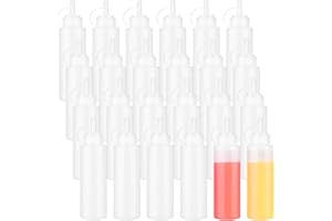 Xinnun 24 Pcs Plastic Condiment Squeeze Bottles Squeeze Leak Proof Multipurpose Squirt Bottles with Twist Top Cap for Sauces Ketchup BBQ Syrup Dressings Paint Grilling Crafts Olive Oil Arts(8 oz)