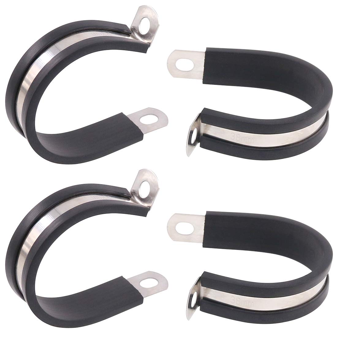 Keadic 20Pcs 1-1/2" (38mm) Cable Clamp Rubber Wire Clamps Stainless Steel Rubber Cushioned Insulated Clamps Metal Clamp