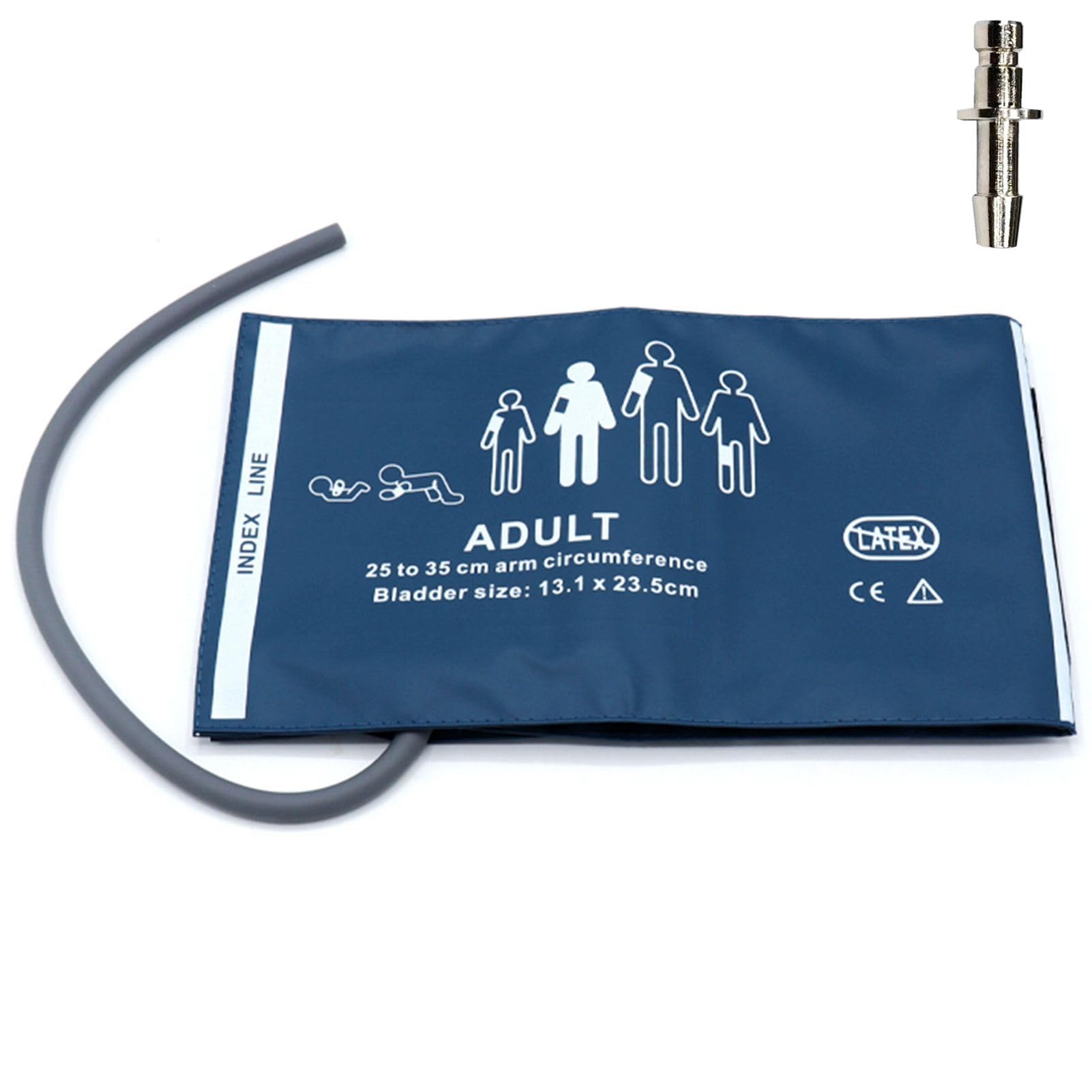 Universal NIBP Cuff with BP12 Connector for Adult, 25-35 cm Reusable Single Tube PU Replacement BP Cuff with Inner Airbag for Blood Pressure Monitor Machine