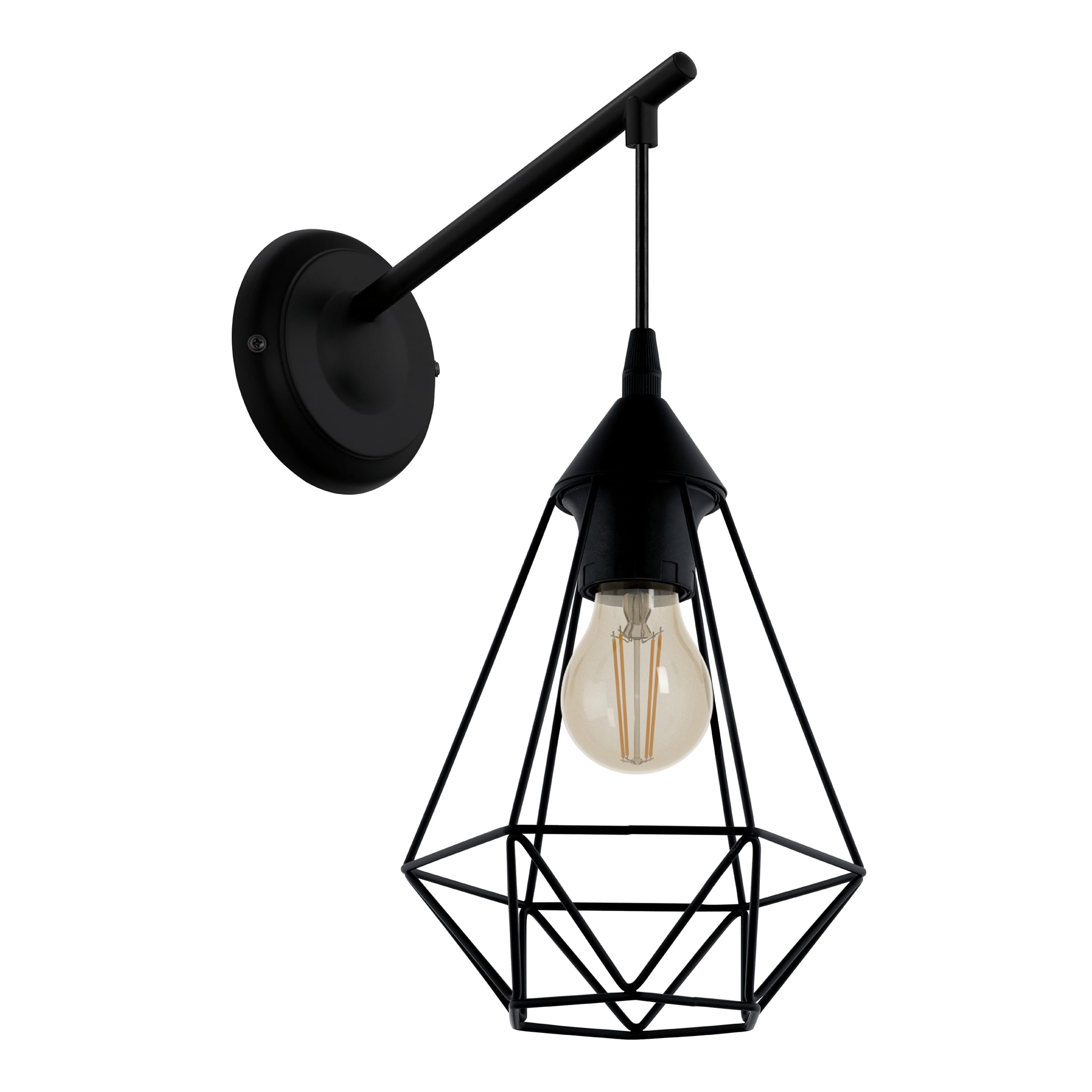 Eglo Wall Lamp Tarbes, Single-Flame Vintage Wall Light in Retro Style, Material: Steel, Colour: Black, Socket: E27