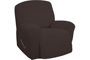 Easy-Going Oversized Recliner Stretch Sofa Slipcover Sofa Cover 1 Piece Furniture Protector Couch Soft with Elastic Bottom Kids,Polyester Spandex Jacquard Small Checks(Oversize Recliner,Chocolate)