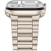Anlinser Metal Bands Compatible with Apple Watch Band 42mm 41mm 40mm 38mm Women Men, Five-link Stainless Steel Strap for iWatch SE Series 11 10 9 8 7 6-1 (Starlight)