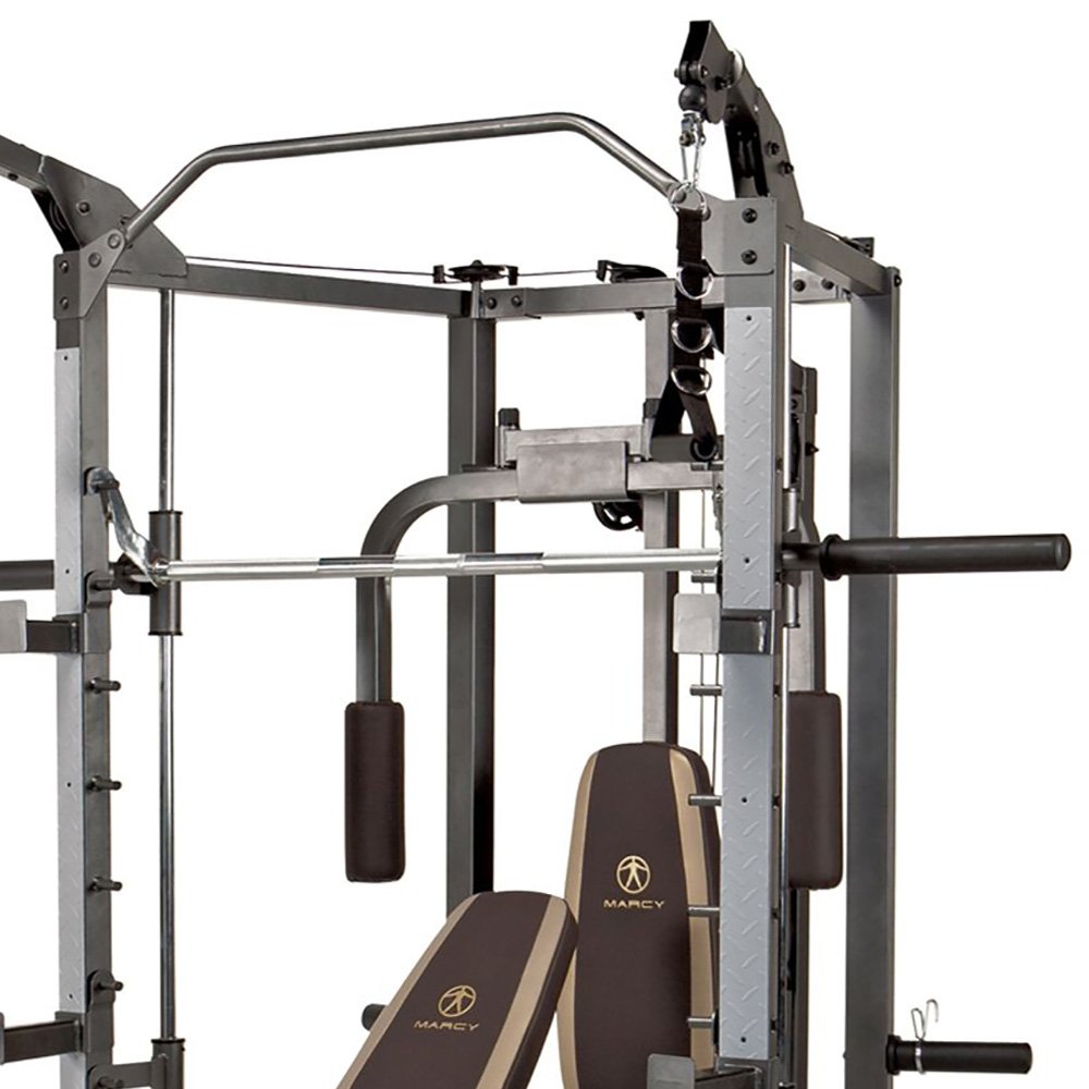 Marcy Smith Cage Machine with Workout Bench and Weight Bar Home Gym