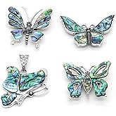 Zotoone Natural Abalone Shell Pendant & Brooch, Butterfly Gemstone Seashell Abalone Shell Charm Sliper Shell Brooch for DIY Necklace Jewelry Making Women Gift (Random 2 Pcs)