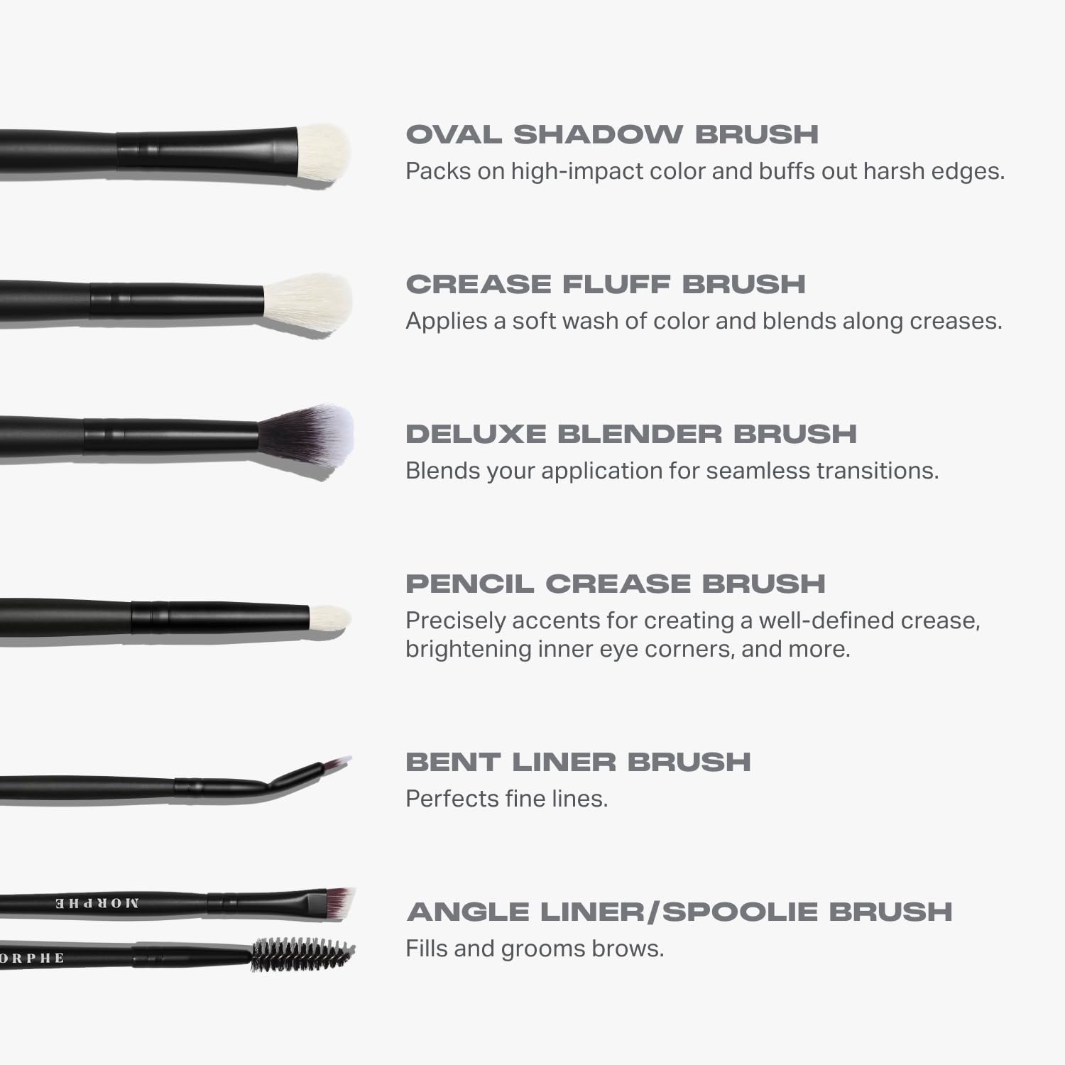 Morphe Eye Stunners Brush Set - 6 Piece Eyeshadow Brush Set - Lining, Blending & Angled Eyeshadow Brushes - Made with Natural & Synthetic Bristles and Includes Makeup Brush Case (6 Count)