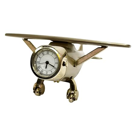 Jaycoknit LAvion Metal Aeroplane Heavy Duty Silver Desk/Table Clock