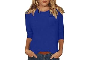 SLQDGMRYZ 3/4 Length Sleeve Womens Tops Summer Loose Solid Crewneck T Shirts Casual Three Quarter Length Dressy Blouses