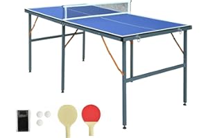 HooKung Table Tennis Table Ping-Pong Tables Set - 100 Preassembled Foldable & Portable Ping Pong Family Game Tables for Outdoor Indoor