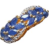 Natural Blue Sapphire, White Topaz 925 Solid Sterling Silver Wedding Ring Size 5, 6, 7, 8, 9