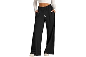 SHAOBGE Oversized Wide Leg Sweatpants Women Elastic Drawstring Straight Leg Sweatpants Low Waisted Baggy Lounge Pants Pocket