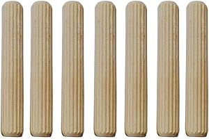 StarMall 1/4" x 2 2/5"（6x60mm） Best High Quality Fluted Wood Dowel Pins - 100 Pieces
