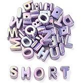 DanLingJewelry 90Pcs Random Purple Acrylic Letter Beads Large Hole UV Plated Iridescent Alphabet A~Z Beads for Jewelry Making Necklace Keychain