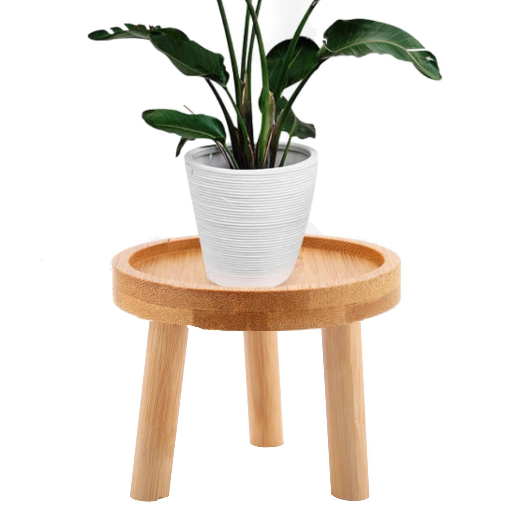 Dropfree Mini Wooden Stool Plant Stand Flower Pot Base Holder Stool High Stool Balcony Round Flower Shelf for Indoor Outdoor, 8.5cm x 7cm