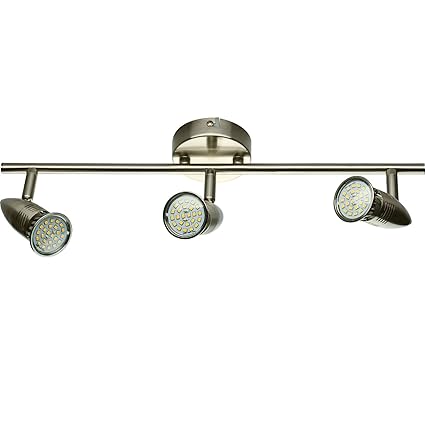 Top Max 3 Way Head Modish Brush Chrome Ceiling Spot Light Bar