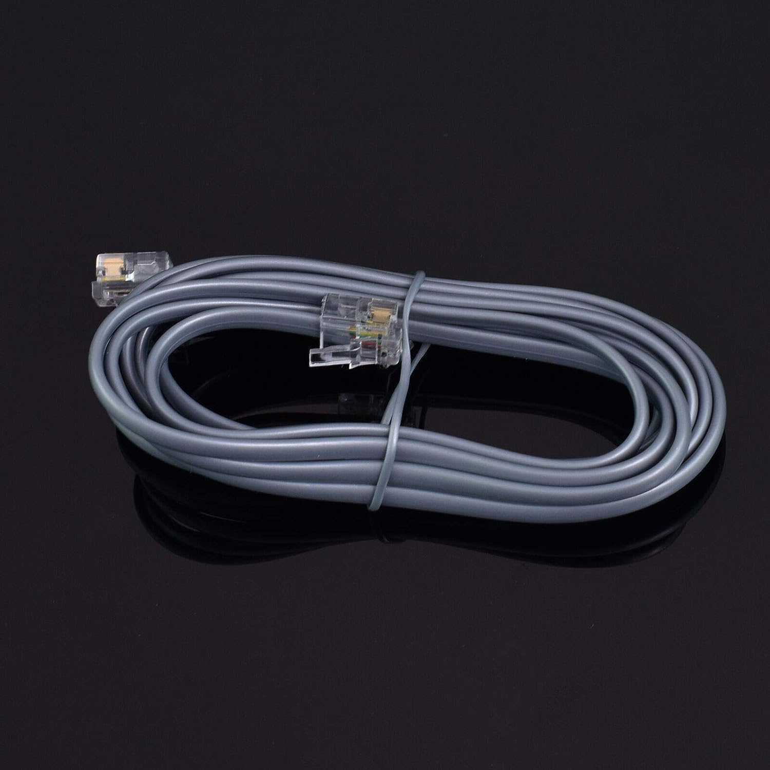 RJ11 6P4C Modular Telephone Extension Cable Phone Cord Line Wire (100 Feet, grey)