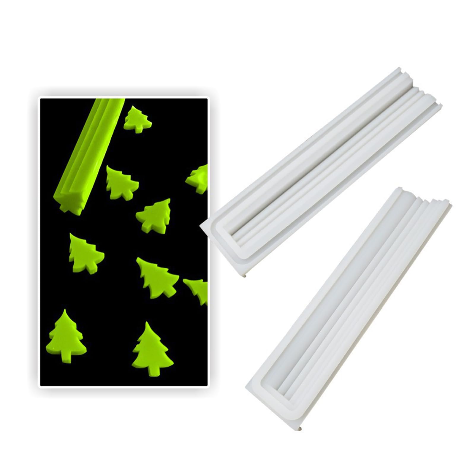 Tube Column Silicone Soap Mold Embed Soap Making Tool Candle Aromatherapy Mold DIY Baking Columnar Mousse Cake Core Mould Chocolate Fondant Tool for DIY Craft Dessert Party Decoration(Christmas Tree)