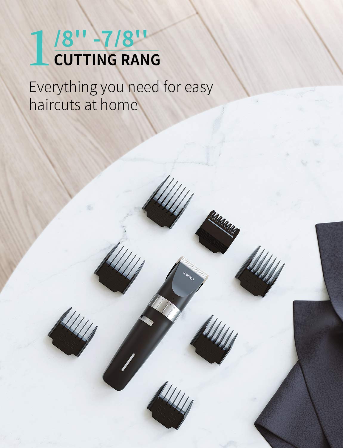 WONER Hair Clippers, Cordless Rechargeable Hair trimmer for Families,13-piece Electric Haircut Kit for Beginners Friendly Men: Beauty