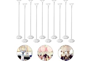 Sakolla 10 Sets Balloon Stick Stand, Holder with Base for Table Desktop Centerpiece, Birthday Party, Wedding, Baby Shower and Anniversary Decoration (15.7 inch White)