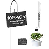 Cureder 10-Pack Marble Rectangle Garden Markers,Weatherproof Metal Plant Labels Large Planting Seedling Stake Signs, for Seedlings Herbs Vegetable Greenhouse Gifts with White Marker Pen Labels
