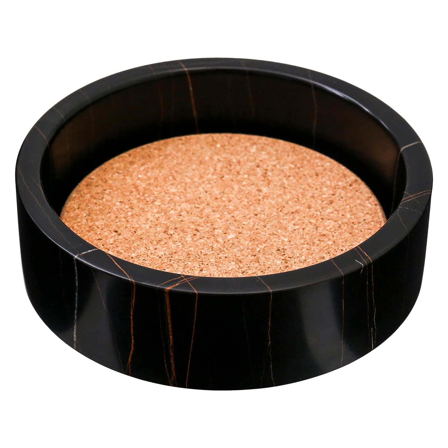 JIMEI Marble Wine Bottle Coaster/Holder - Black - Stone - Round - Protects Surfaces - Holds Average Sized Bottles