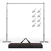 EMART Heavy Duty Backdrop Stand 10x10 Adjustable Photo Pipe and Drape Stand | Flat Base Banner Frame, Photography Booth for Wedding, Flower Wall, Party, Birthday, Curtain, Festival Background Decorations
