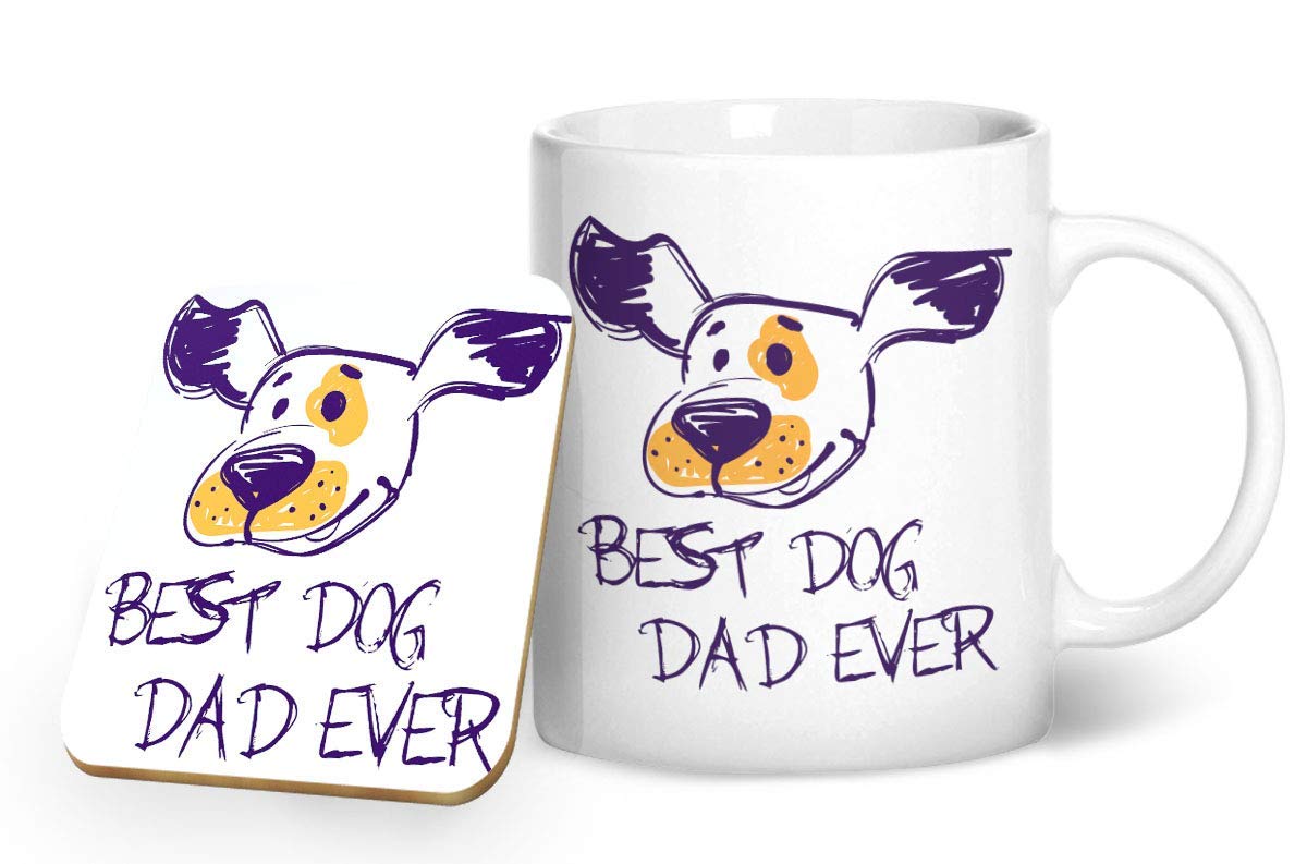 BWW Print - Best Dad Dog Ever - Printed Mug & Coaster Gift Set