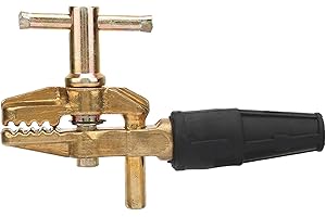 Tyenaza 600a Ground Clamp, Heavy Duty Brass Welding Earth Ground Cable Clip for Welder Tools (All Brass, Gold)