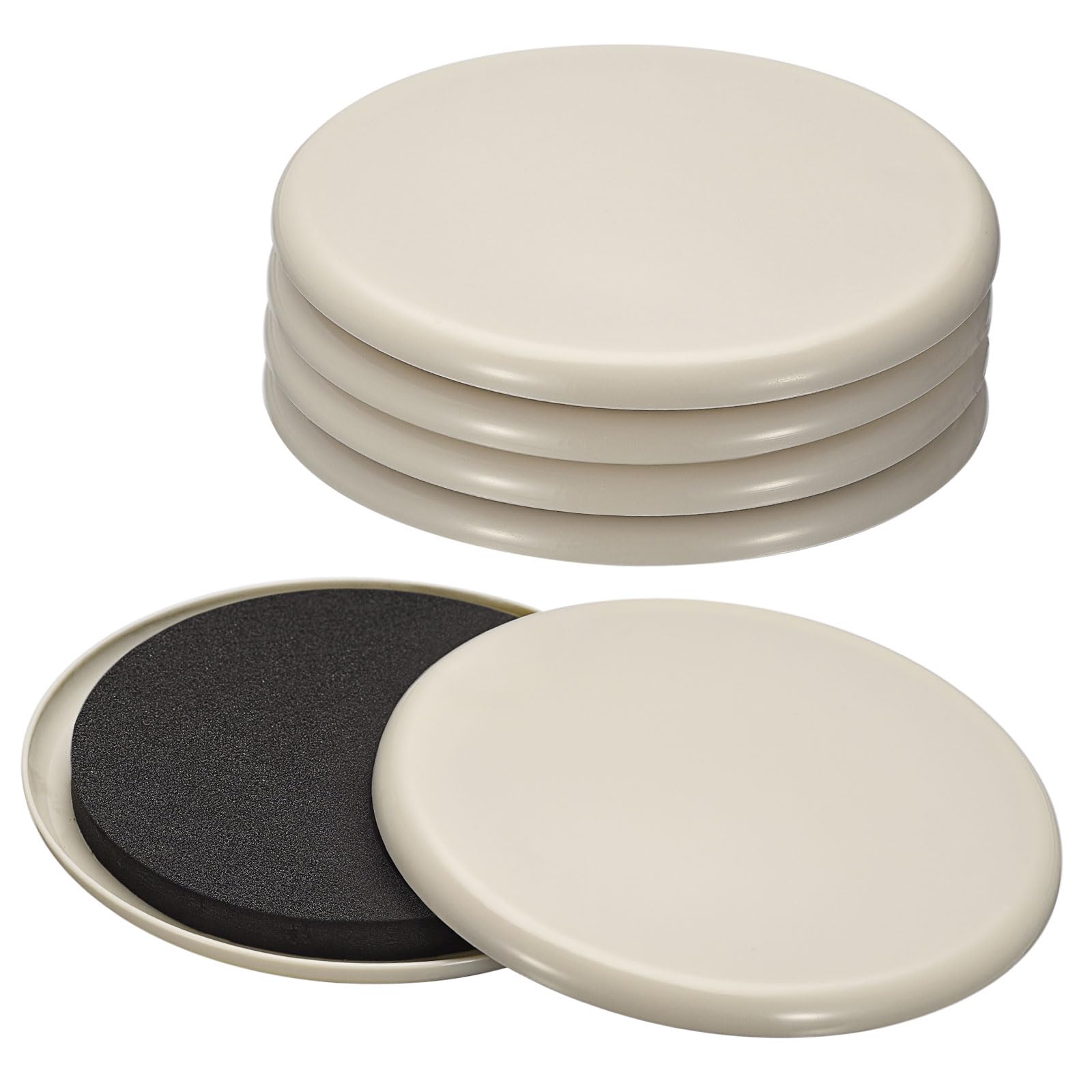 uxcell Furniture Sliders, 8Pcs 5" - Plastic Reusable Round Sliding Pads, Chair Glides for Carpeted Tile Vinyl Hardwood Floors (Grey)