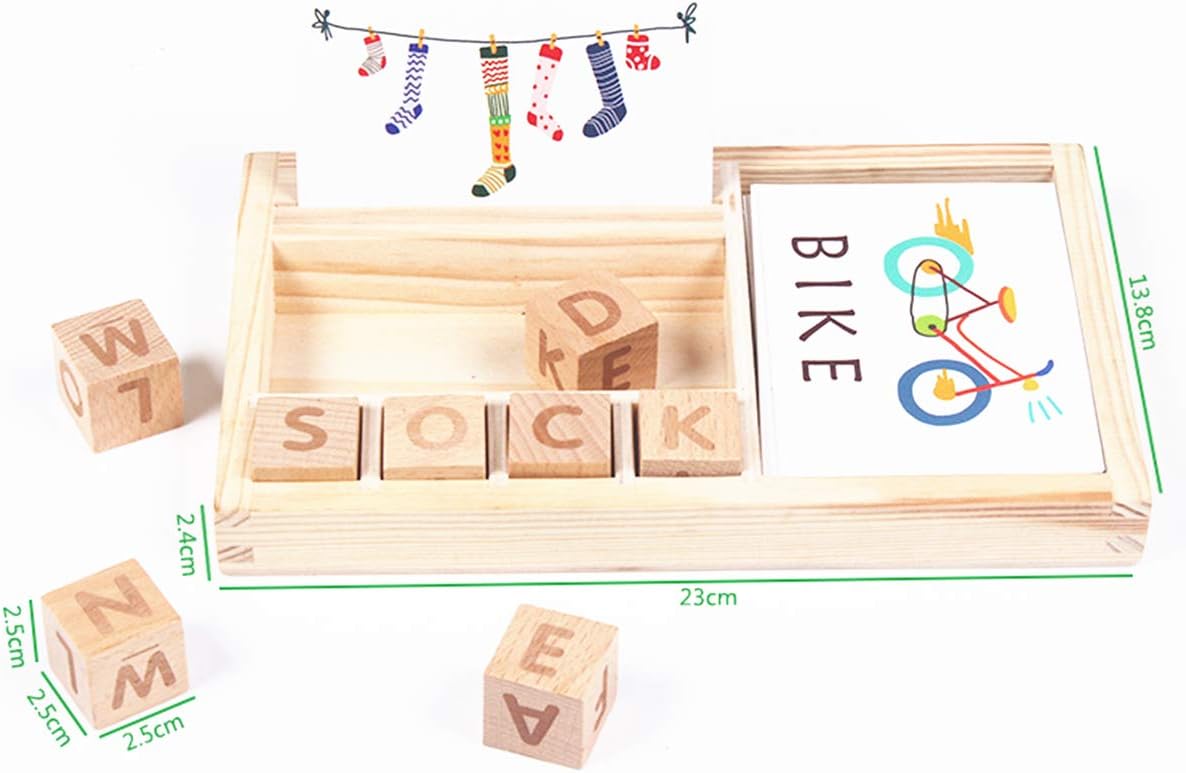 Maskdoo Wooden Matching Letter Games And Develops Alphabet Words Spelling Skills Letter Blocks Early Learning Educational Toys For Girls Boys Gift 30pcs Cards Teaching Clocks