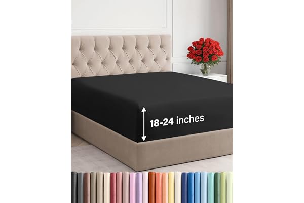 Extra Deep Queen Fitted Sheet - Hotel Luxury Single Fitted Sheet Only - Sheet Easily Fits 18 inch to 24 inch Mattress - Soft,
