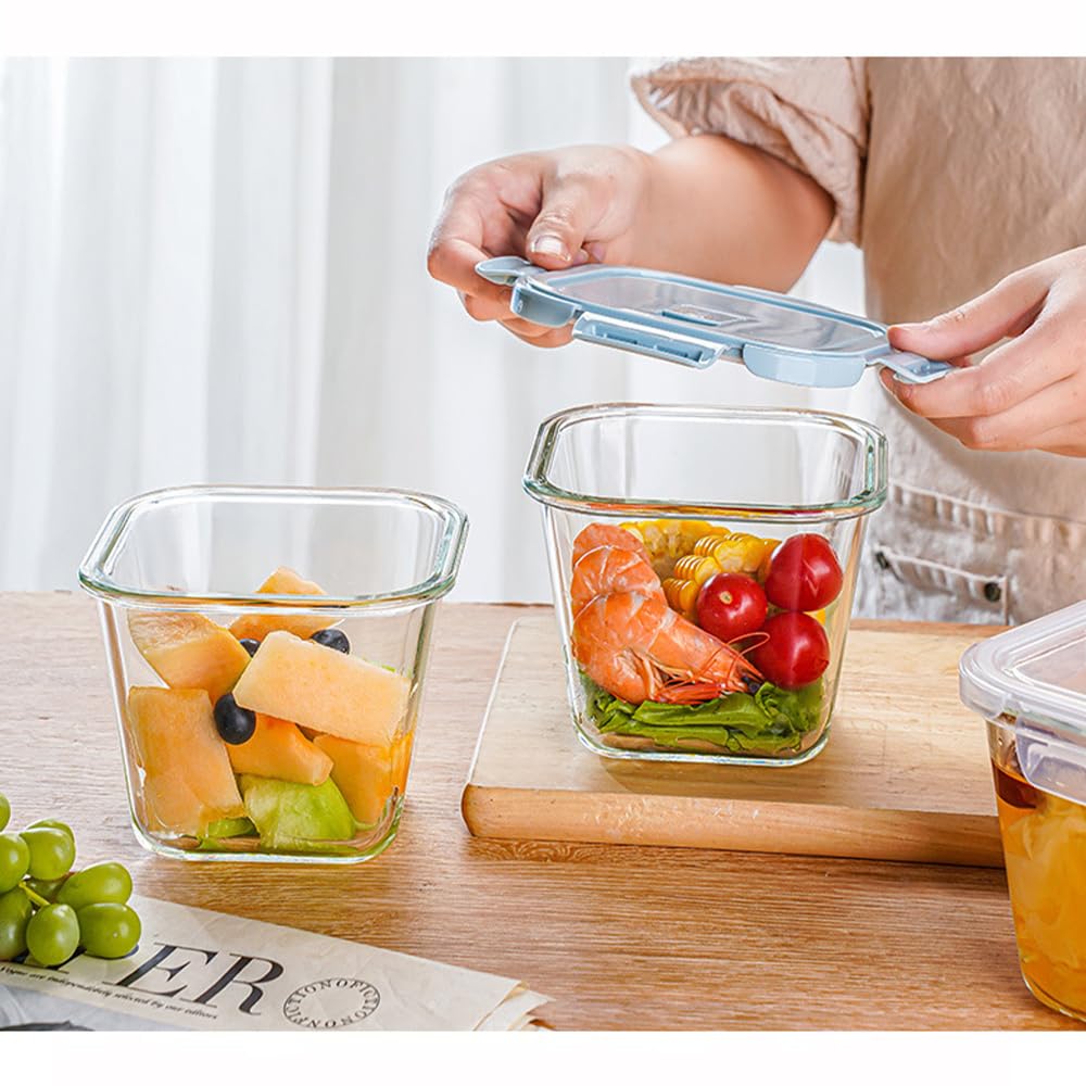 S.ROKE TTAN 900ml Glasbehälter Mit Deckel, Glas Vorratsdosen Mit Deckel Luftdicht. Quadrat Meal Prep Behälter, Mealprep Gläser, Glas Suppen Behälter Für Mikrowelle, Gefrierschrank und Spülmaschine 4