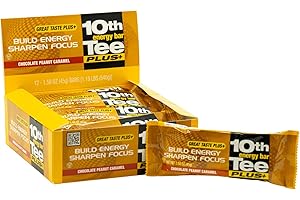 1ST TEE 10th Tee Plus+ Chocolate Peanut Caramel Bar made with Natural Ingredients, 1.76-Ounce Bars (12 count) Golf Energy Bar Easily Digestible Chocolate Healthy office Snack best Bars