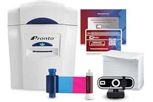 Bodno Magicard Pronto ID Card Printer & Complete Supplies Package ID Software and Camera - Bronze Edition