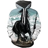 Hisayhe Horse Hoodie Novelty Funny Graphic 3D Printed Sweatshirt for Men Women