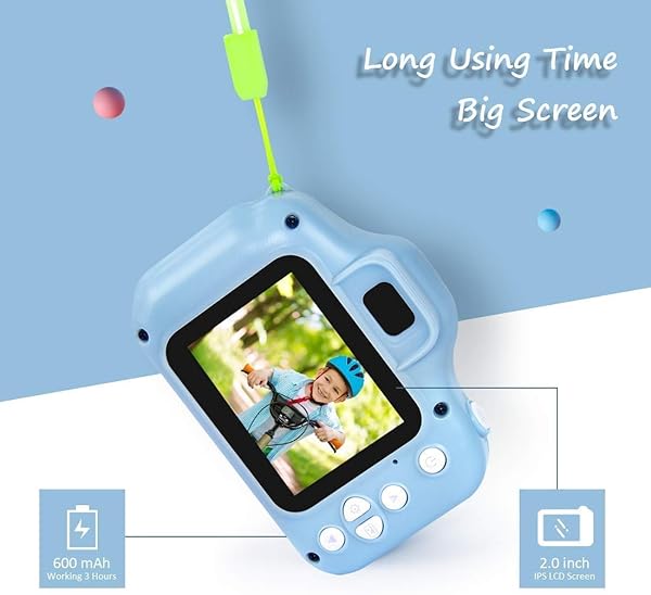 QCHEA Digital Camera for Kids 1080P HD with 2 Inch IPS Screen and 16GB SD Card for 3 10 Years Boys Girls Gift Color Blue