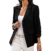 ELLEVEN 2026 Womens Business Casual 3 Button Blazers - Long Sleeve Slim Fit Suit Work Office Jacket with Pockets