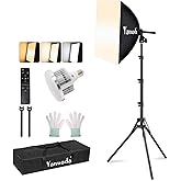 Yanuoda Softbox Photography Lighting Kit with Telecontrol, 16"x16" Softbox Light Kit, 95W 3000K-7500K LED Bulb(CRI 97 & TLCI 97), Soft Box Lights for Video Recording/Live Streaming/Photography
