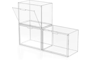 Clear Plastic Storage Bins - Acrylic Display Case with Magnetic Door, Purse Organizer for Closet: Stackable Display Box for C