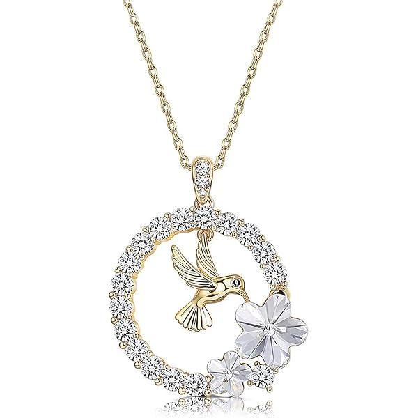 Hummingbird Double-Sided Enamel Pendant Necklace With Tibetan Silver - 18" Chain In Gift Box