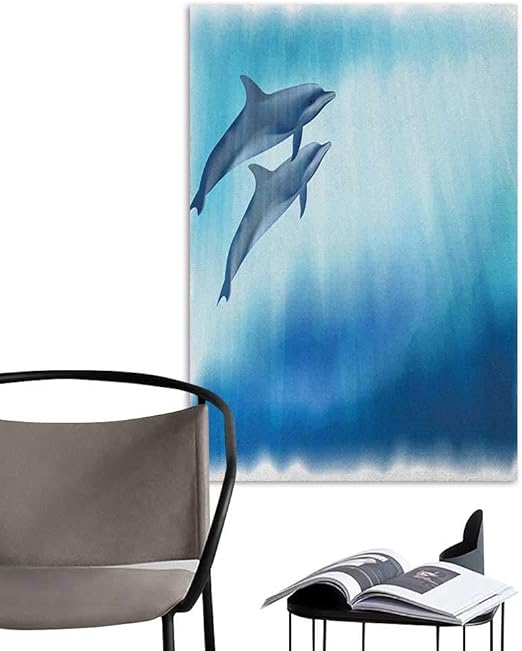 Mural De Pared Con Diseno De Delfin Oceano Y Fauna Con Silueta De