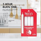 Price's Unscented Household Candles 5 Pack 5 Hour Burn Premium White Wax view 6