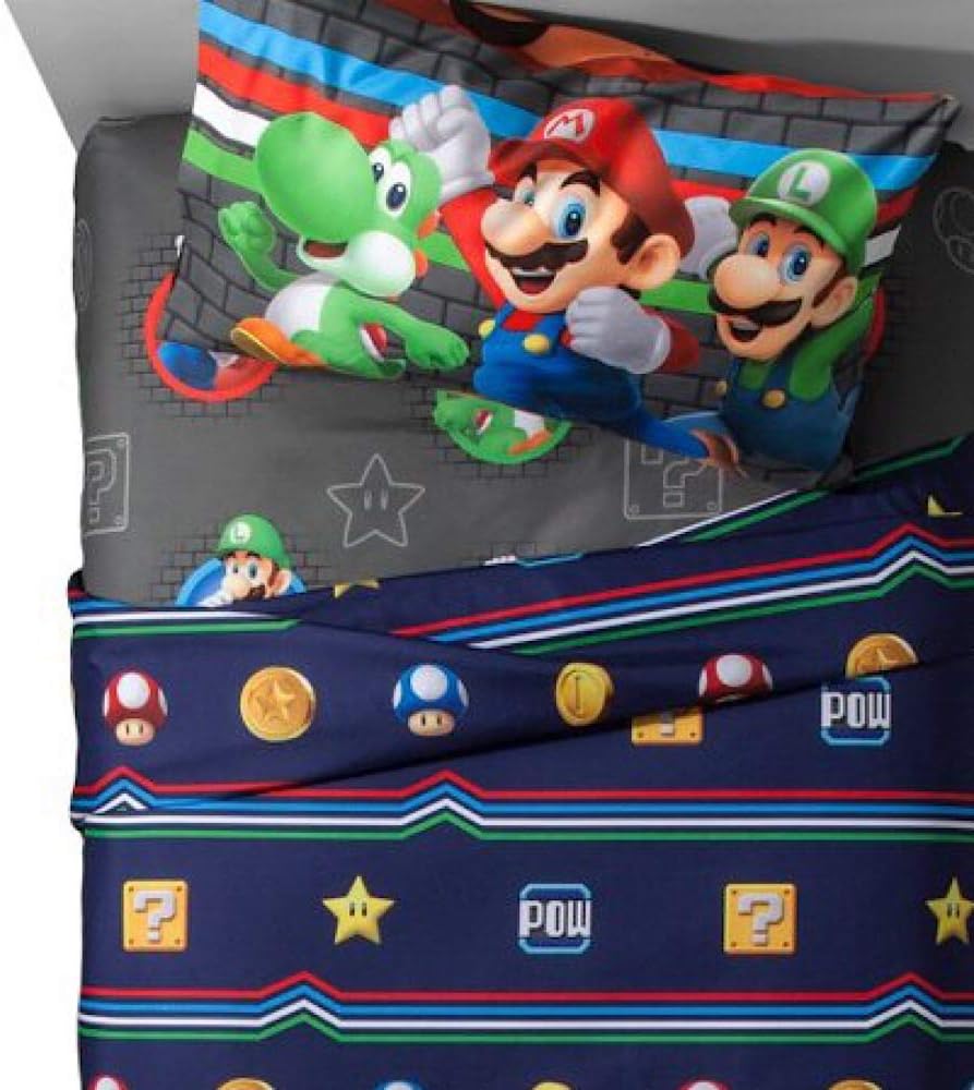 Super Mario Brothers Kids Twin Bedding Sheet Set 653753486012 eBay
