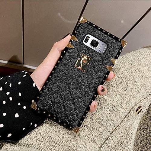 ZBCLVfor Galaxy S10 Plus S10+ Trunk Case, Fashion Design Cute Slim Diamond Lattice Gold Corner Soft Trunk Case for Man Women Girls for Samsung Galaxy S10 Plus (2019),Black