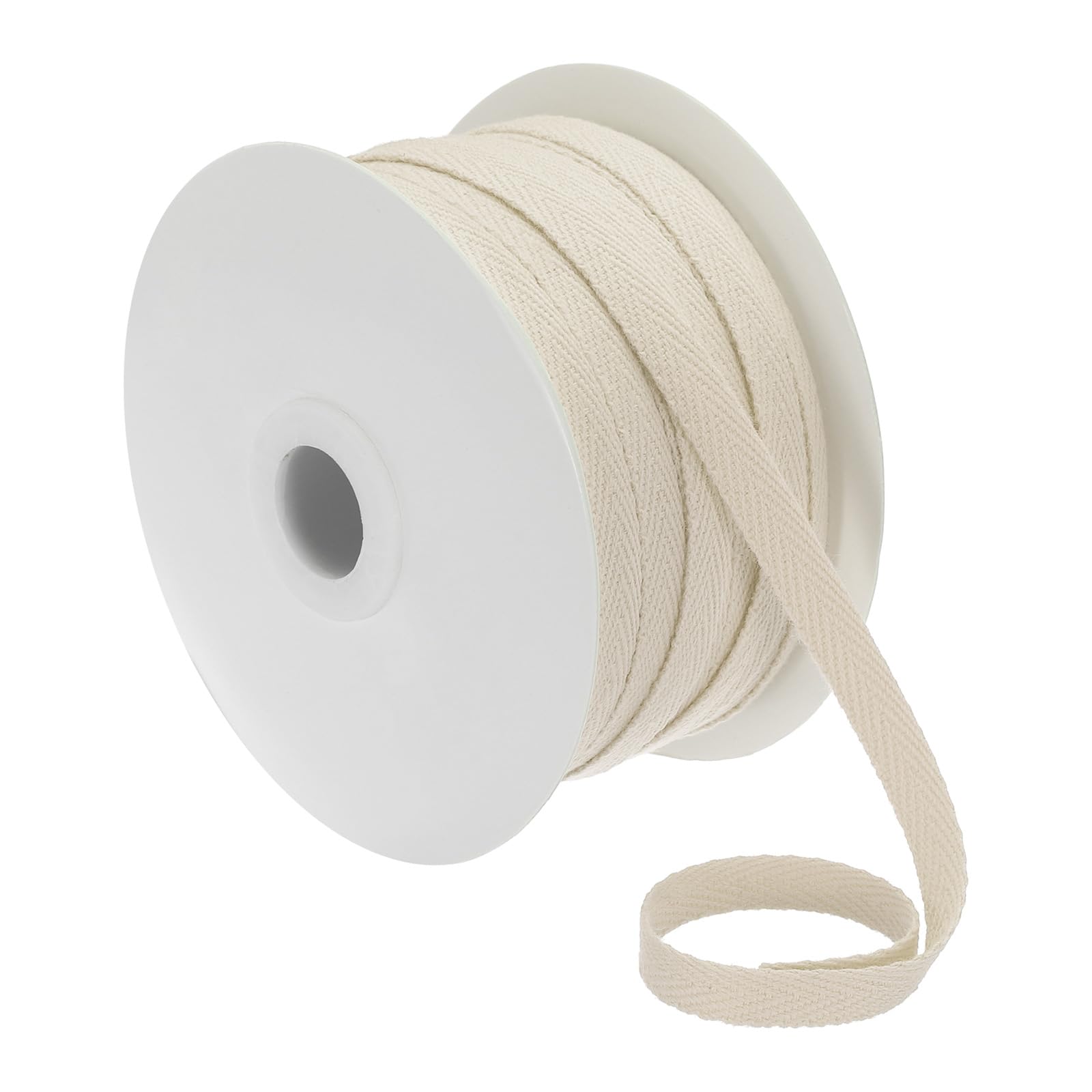 PATIKIL Cotton Twill Tape 1/4 Inch 50 Yards 100% Cotton Ribbon Bias Tape Herringbone Webbing Trim for Sewing Gift Wrapping, Beige