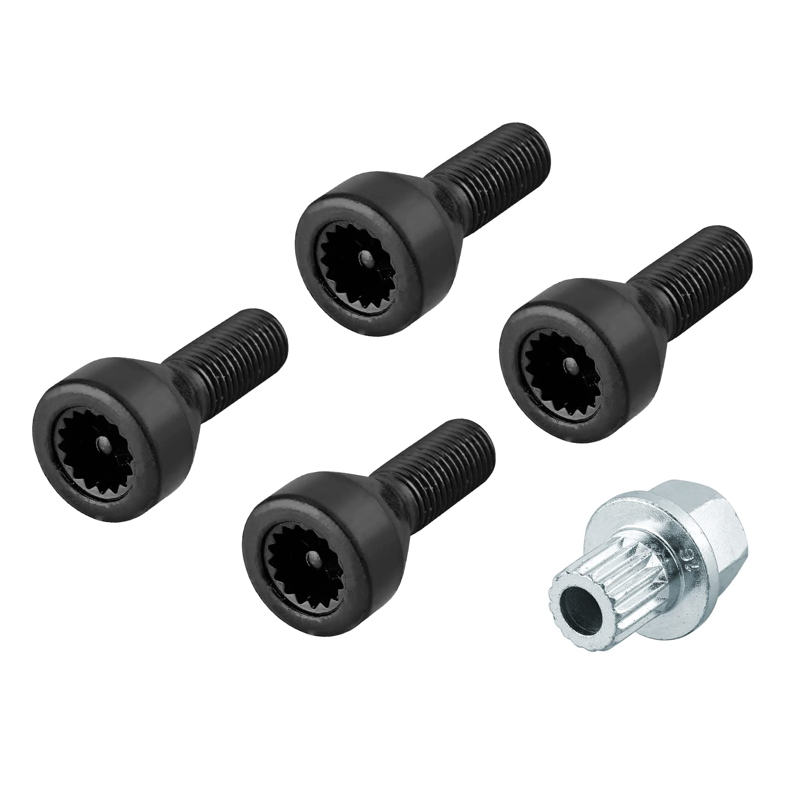 Justech Locking Security Wheel Bolts Nuts Set M12 x 1.5 Compatible with E46 E87 E90 E60 36136786419/36131180882/36136764057