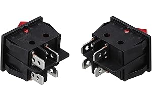 30A 250V 4-Pin Illuminated Rocker Power Switch with LED Indicator for Welding Machine or Electric Heater, Heavy-Duty Nylon IP